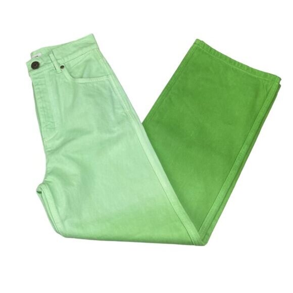 NWT SANDRO Gradient Effect Straight Leg Jean Sz 2 Green - Picture 6 of 13